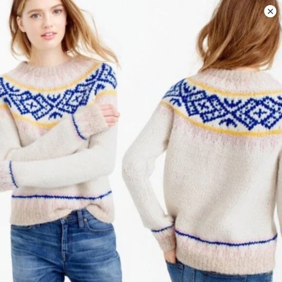 J.Crew Collection Hand Knit Alpaca Wool Blend Fair Isle Sweater – Women’s - Picture 2 of 9